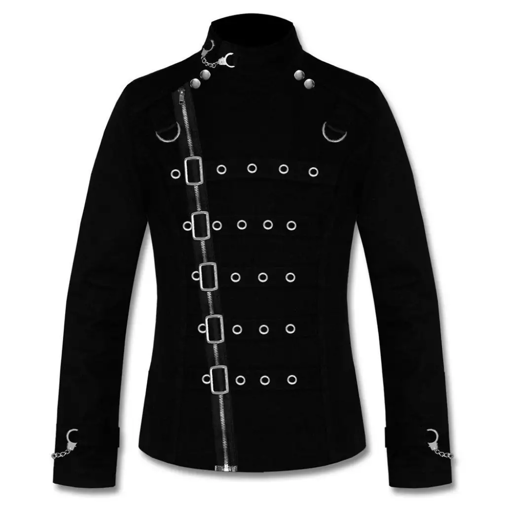 Vampire Asylum Psycho Jacket Black Zipper Gothic Bondage Alt Jacket Men s